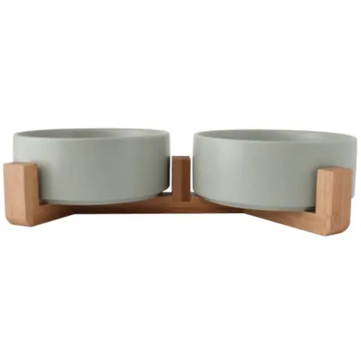2-Piece Pet Bowl & Stand Grey Stand